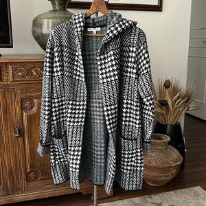 Workshop Open Front Sweater Cardigan Coat with Hood